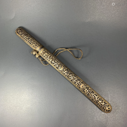 A 19th Century Tibetan Pierced Scroll Holder