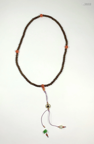 Chinese Qing Dynasty Sandalwood Shou 108 Bead …