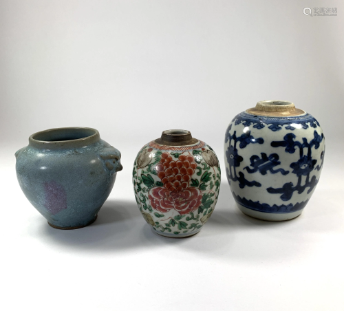 A Set of 3 Various Chinese Porcelain Vases