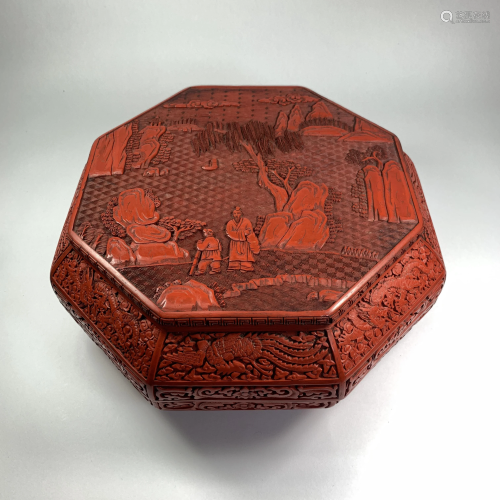 A Large & Impressive Chinese Carved Cinnabar Box