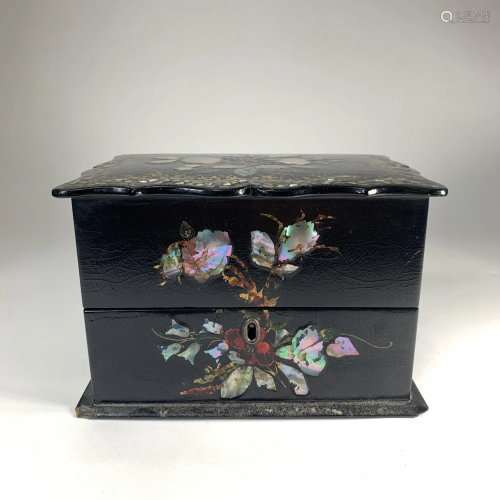 A Victorian Mother of Pearl Inlaid Perfume Bottle Box