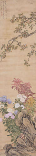 蒋廷锡（1669～1732） 菊石延年 立轴 设色绢本