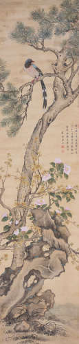 蒋廷锡（1669～1732） 松上锦鸳 立轴 设色绢本