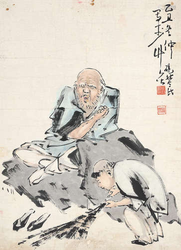 李耕（1885～1964） 人物故事 立轴 设色纸本