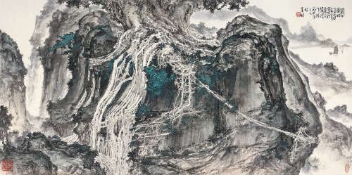 杨夏林（1919～2004） 岩上苍榕 镜心 设色纸本