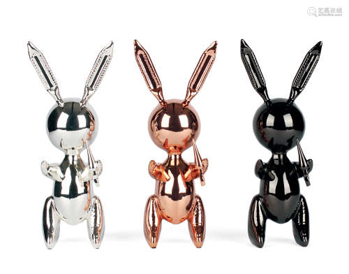 杰夫·昆斯（b.1955） 2019年作 气球兔（白、黑、玫瑰金） 电镀 PVC