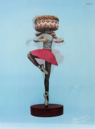 今卷芳俊（b.1972） 2019年作 芭蕾女孩 3D透视版画