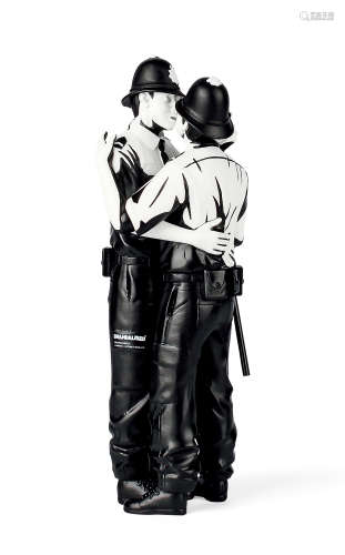 班克斯 2020年作 亲吻的警察 彩绘 搪胶