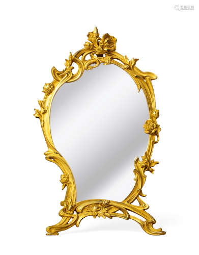 约1900年 法国 新艺术风格 贴金箔木雕梳妆镜