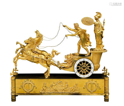 约1810年 法国 铜鎏金双马战车座钟