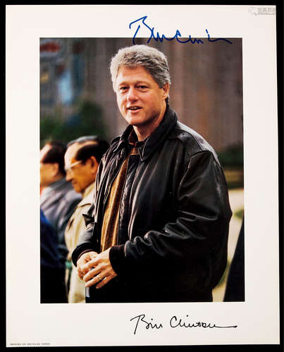 “美国第四十二任总统”比尔克林顿（William Jefferson Clinton）亲笔签名照