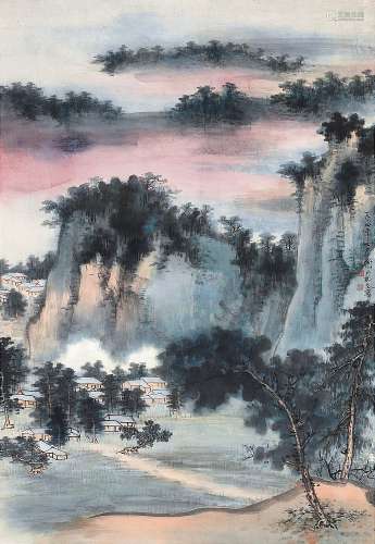 谢稚柳(1910-1997) 青山红霞
