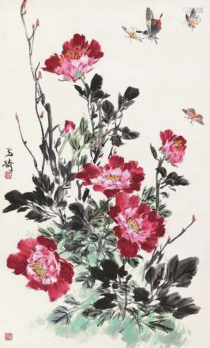 王雪涛(1903-1982) 牡丹蝴蝶