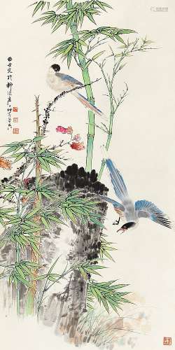 田世光(1916-1999) 翠竹双鸟