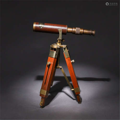 18世纪 航海三角支架皮质望远镜