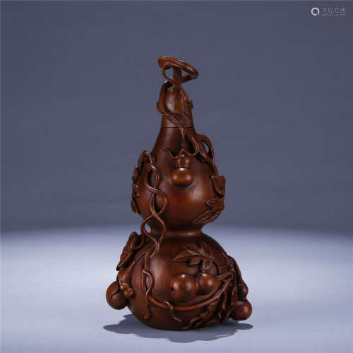 清 黄杨木镂雕葫芦万代葫芦瓶