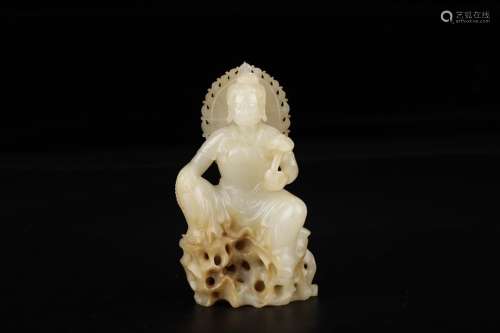 A Chinese Hetian Jade Sitting Buddha
