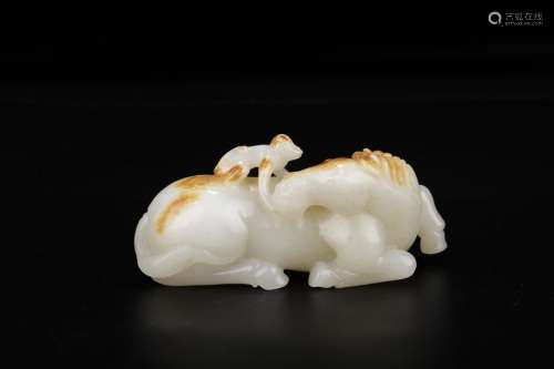A Chinese Hetian Jade Ornament Of Horse Shaping