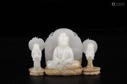 A Chinese Hetian Jade Ornament Of Buddhas