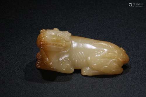 A Chinese Hetian Jade Pendant Of Beast