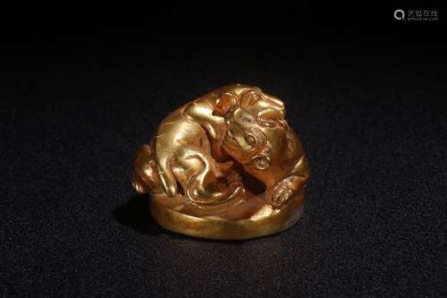 A Chinese Gilt Bronze Ornament Of Bear Shaping