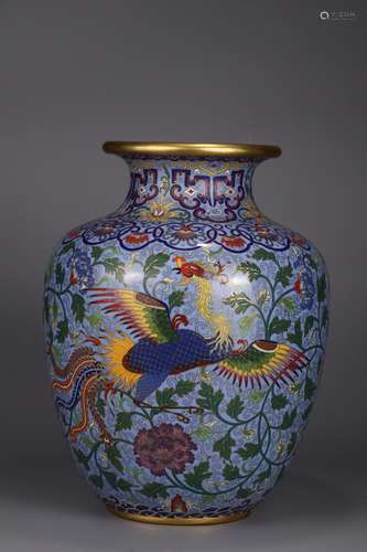 A Chinese Cloisonne Vase With Dragon&Phoenix Carving