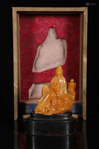 A Chinese Tianhuang Stone Seal Of Guanyin