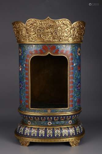 A Chinese Cloisonne Ornament Embeded Gilt Bronze