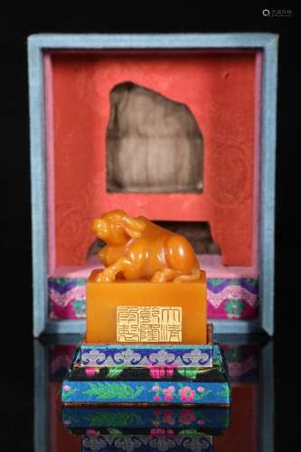 A Chinese Tianhuang Stone Seal Of Bull