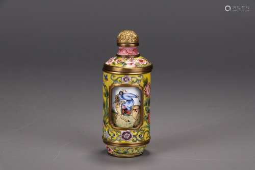 A Chinese Bronze Enameled Snuff Bottle