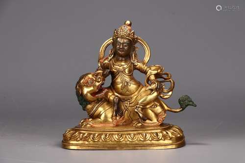 A Chinese Gilt Bronze Caishen Ornament