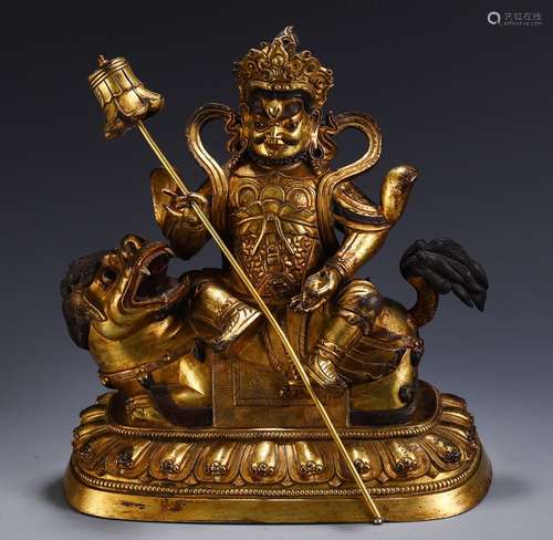 A Chinese Gilt Bronze Caishen Ornament