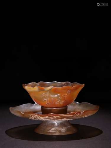 A Chinese Agate Bowl With Plate