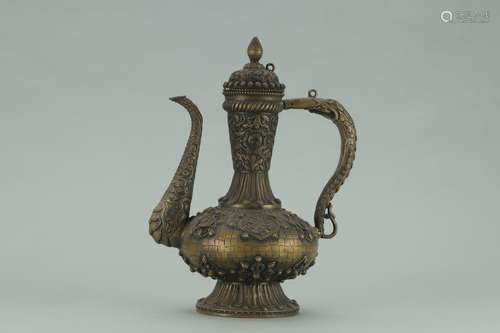 A Chinese Bronze Pot With Handle