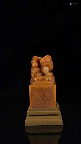 A Chinese Tianhuang Stone Seal Of Beast