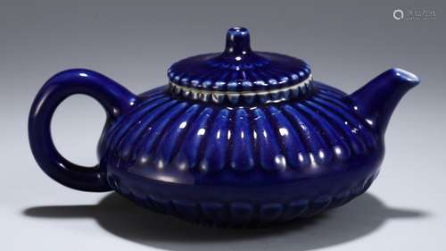 A Chinese Porcelain Blue Glazed Teapot Of 