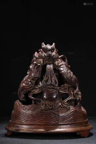 A Chinese Bamboo Censer Ornament Of Dragon Carving