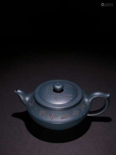 A Chinese Blue Glazed Zisha Teapot