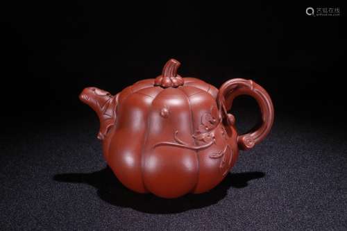 A Chinese Zisha Teapot Of Pumpkin Shaping