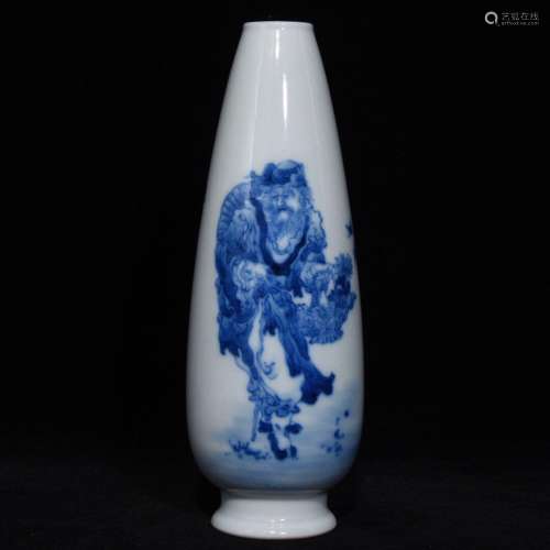 A Chinese Porcelain Blue And White Vase Of Story-Telling Painting