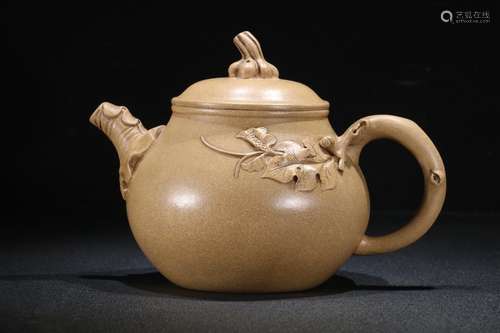 A Chinese Zisha Teapot Of Pumpkin Shaping