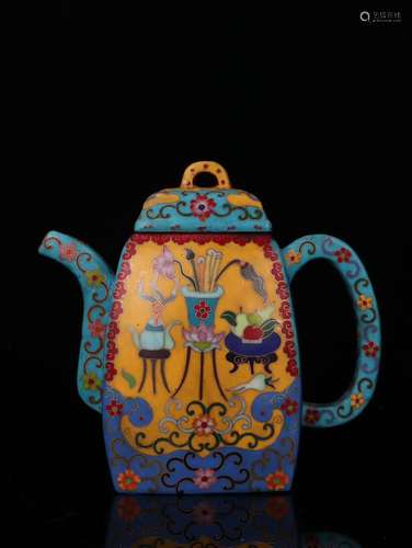 A Chinese Zisha Teapot With Cloisonne