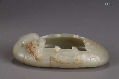 A Chinese Hetian Jade Brush Washer Of Phoenix