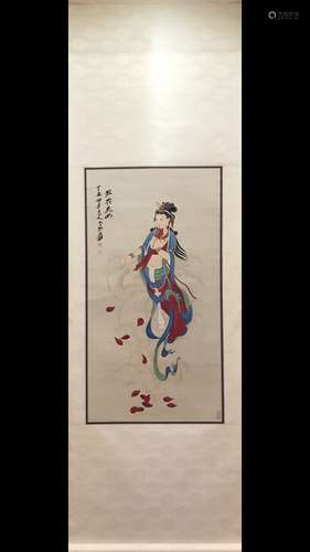 A Chinese Vertical Axis Painting Of Figure With Mark