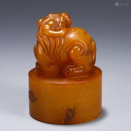 A Chinese Tianhuang Stone Seal Of Beast