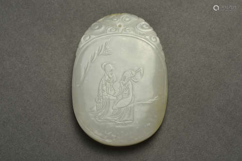 A WHITE JADE PALQUE QING DYNASTY
