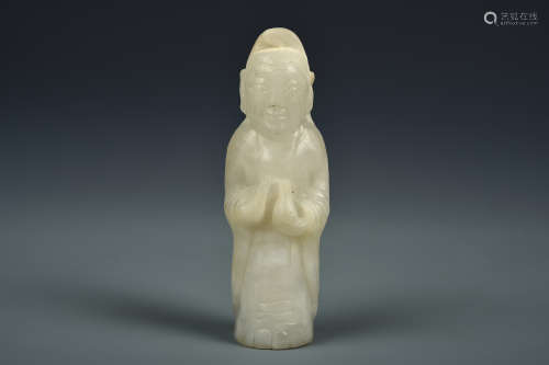 A WHITE JADE STANDING GUANYIN MING DYNASTY