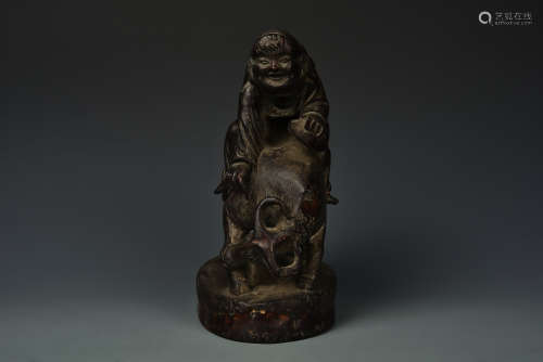 A CARVED BAMBOO FIGURE QING DYNASTY