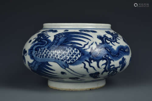 A BLUE AND WHITE WASHER QING DYNASTY
