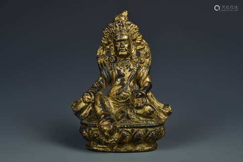 A BRONZE GILT VAISHRAVANA QING DYNASTY